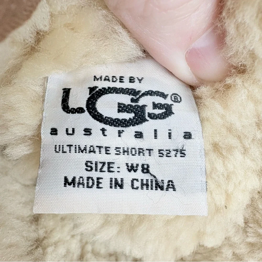 Ugg Tan Brown Short Sheepskin Winter Snow Boots Rubber Bottom Women’s size 8